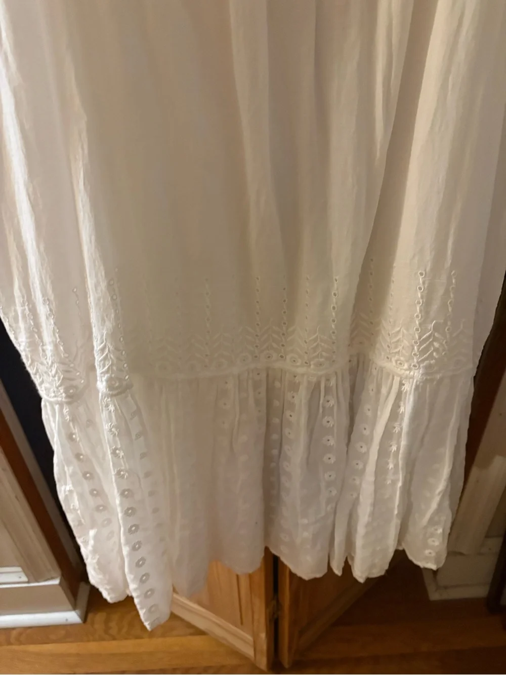 J. Crew White Eyelet Tiered Midi Dress